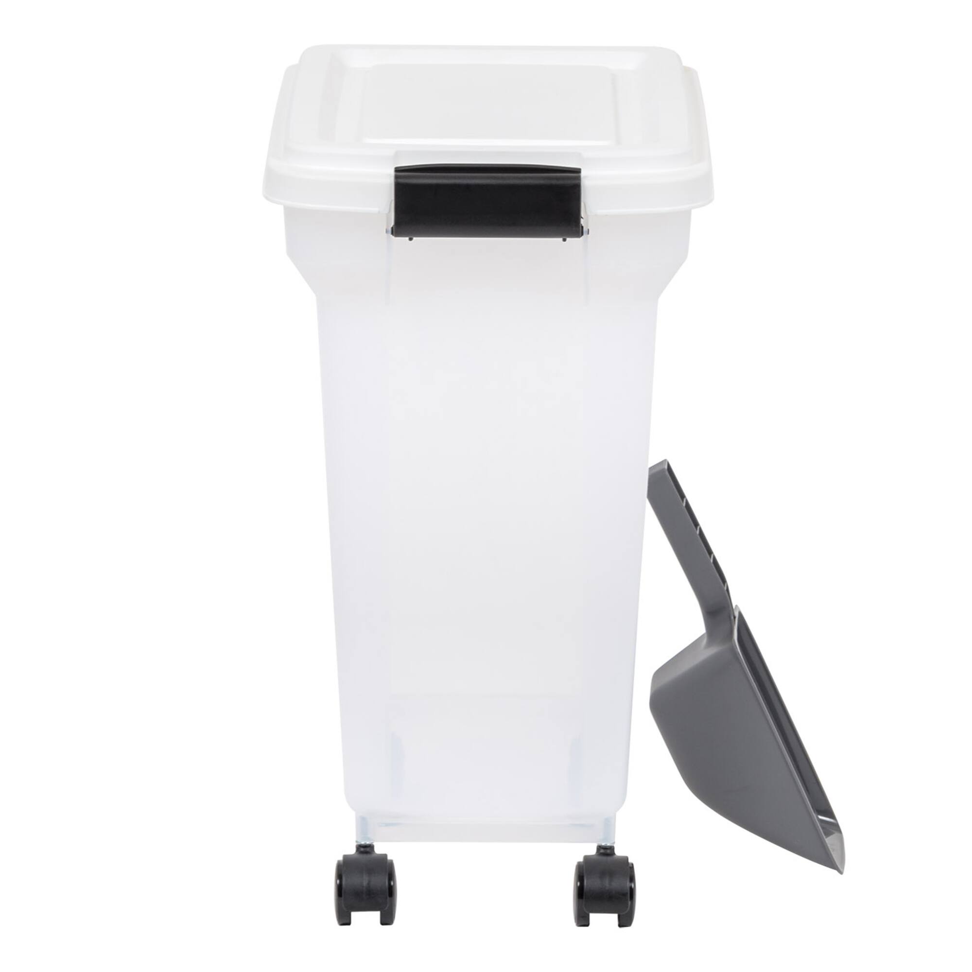 IRIS Clear, White, Black & Dark Gray 28qt. Food Container With Sealed Top & Scoop